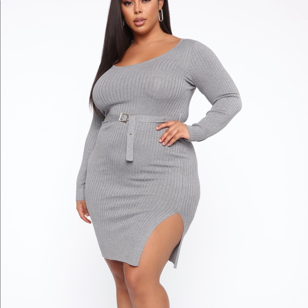Sweater dress w/ belt fashion nova